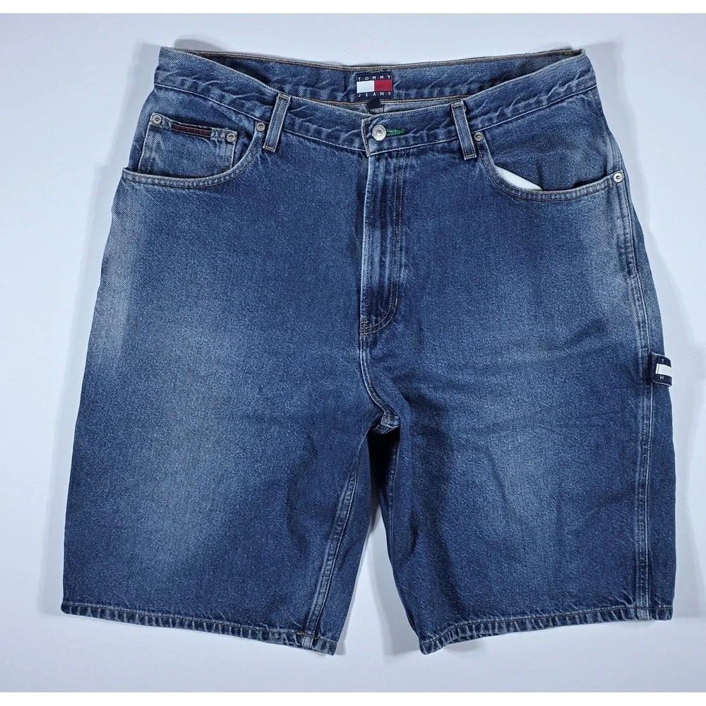 Tommy Jeans Men's Denim Carpenter Shorts Blue Medium Wash Hammer Loop Size 36